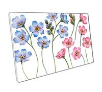 Pink And Blue Forget-Me-Not Flowers Floral Watercolour Illustration Wall Art Print On Canvas Picture For Home Office Decor 76x51cm (30x20In)