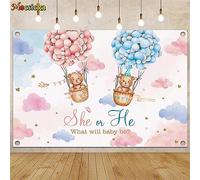 Pink and Blue Gender Reveal Background Banner She Or He Background Banner Gender Reveal Party Decoration Balloon Cloud Bear Pregnancy Announcement Backdrop for Baby Shower Decoration 180 * 120cm (A)