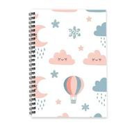 Pink and Blue Hot Air Balloons 2026 Planner Diary A5 To Do List Notebook Organiser 2026 Ladies Diary Journal Planner Combo for College Student Week To View Monthly Year with Dotted Line Note Page Slim