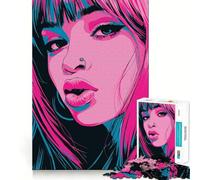 Pink And Blue Portrait Illustration Jigsaw Puzzles 1000 Piece for Adults Think Smart Toy Together Fun Accurate Cut Art Display (38x52cm)