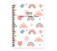 Pink and Blue Rainbows 2026 Journal A5 To Do List Notebook 2026 Organiser Diary Men Diary Journal for Travel Week To View Monthly Year Planner with Dotted Line Note Page Slim