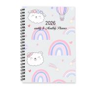 Pink and Blue Rainbows 2026 Journal Diary A5 To Do List Notebook Organiser 2026 Journal for Women Diary Planner for Exercise Week To View Monthly Year Planner with Dotted Line Note Page Slim