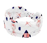 Pink and Blue Rocket Women's Wide Hairbands, Soft Turban Headband, Non Slip Head Wraps, Elastic Sweat Yoga Workout Headband Cross Knotted Hairwrap Bandana