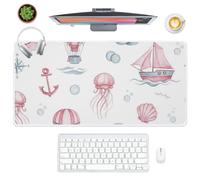 Pink and Blue Sailing Boats Desk Mat Gaming Mouse Mats Non-Slip Mouse Pads 80 X 30 cm Gaming Mousemat Desk Decor Accessories Office Gifts Large Mousepad for Office Home Computer Laptop