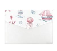 Pink and Blue Sailing Boats Plastic Wallets, Clear Plastic Folders A4, A4 Folder, Teacher Supplies Clear Wallets, Expanding File Organiser with Snap Button, Small Pouch for School Office Home Travel