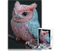 Pink And Blue Spotted Owl Portrait Puzzles for Adults 1000 Piece Brain Challenge Learning Game Thoughtful Surprise for Celebrations Size 50x75cm