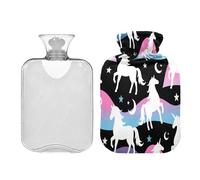 Pink and Blue Unicorns White Silhouette hot Bottle Water Bag with Soft Cover 2L hot compresses for The Body for Menstrual Cramps Neck Shoulder Warmer bolsas de agua Caliente para Dolores