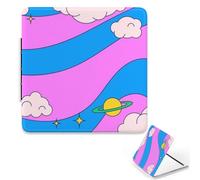 Pink And Blue Waves Small Mirror, 1X/ 2X Square Table Mirror, Pu Leather Portable Travel Makeup Small Mirrors, Mini Handbag Essentials Handheld Mirrors, Gift, Gifts for Young Women