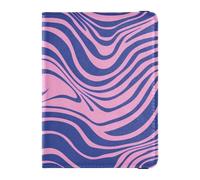 Pink and Blue Wavy Lines Trippy Leather Passport Holder Cover Card Holder Passport Case Passport Holder Combo with Vaccine Card Slot Ultra Slim