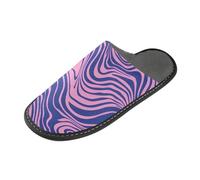 Pink and Blue Wavy Lines Trippy Women's Slippers Woman Indoor Slippers with Memory Foam For House, Bedroom
