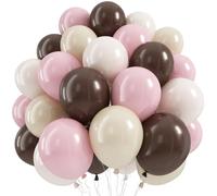 Pink and Brown Balloons, Espresso Martini Party Decorations, Dusty Pastel Pink Brown Coffee Chocolate Beige White Sand Latex Balloons for Birthday Bachelorette Bear Party Boho Bridal Baby Shower Decor