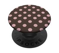 Pink and brown polka dots with a chic aesthetic PopSockets Adhesive PopGrip