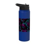 Pink and Cyan Wireframe Spheres Cyberpunk Stainless Steel Insulated Water Bottle