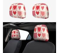 Pink And Diverse Hearts Head Rest Cover Car Accessories, 2 Pcs Car Seat Headrest Cover, Washable Headrest Protector Universal Fit To All Car Suvs Truck Van Vehicles Auto