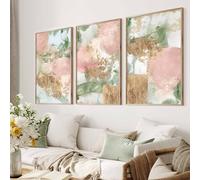 Pink Green Gold Wall Art Pink Gold Abstract Painting Green Gold Abstract Art Pink and Green Pictures Wall Decor Olive Green Blush Pink Abstract Wall Art Abstract Gallery Wall Prints 16x24inx3 No Frame