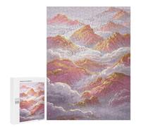 Pink and Gold Decor Mountain 500 Piece Puzzle - Beautiful Scenic Puzzle for Adults, Dreamy Design, Gift for Mom, Finished Size 21 x 15 Inches