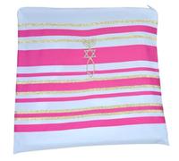 Pink and Gold Grafted Messianic Tallit Prayer Shawl, 72" x 22"