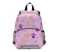 Pink and Gold Puppy Footprints Kids Backpack for Toddlers, Kid's Backpack for Boys Girls, Kindergarten Preschool Nursery Travel Bag