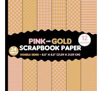 Pink and Gold Scrapbook Paper: 24 Sheets of Decorative Patterns for Junk Journals, Origami, Small Gifts, Decoupage, Cards - 12 Designs - 2 Sheets/Design - 8.5"x8.5"