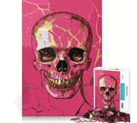 Pink And Gold Skull Poster Teenager Jigsaw Puzzles 1000 Pieces Mind Puzzle Casual Relax Image Assembly Heartfelt Gift (50x75cm)