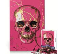 Pink And Gold Skull Poster Teenager Jigsaw Puzzles 1000 Pieces Mind Puzzle Casual Relax Image Assembly Heartfelt Gift (50x75cm)