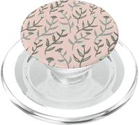 Pink and Gray Painted Flowers and Leaves, Botanical Pattern PopSockets PopGrip for MagSafe