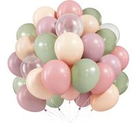 Pink and Green Balloons, 60pcs Fog Green Pink Orange Transparent Balloons