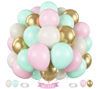 Pink and Green Balloons Pastel Green Pink White Sand Metallic Gold Balloons Nut Sugar Fairy Theme Balloon Set for Winter Wonderland Snow Ice Spring Birthday Baby Shower Christmas Party Decorations