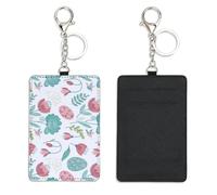 Pink and Green Easter Eggs Swipe Card Holder with Key Ring Bus Pass Holder for Women Men with 2 Card Slots Slim Wallet for Nurse Teacher Student Meal Bank Credit Cards Daily Use Bus Driver Accessories
