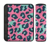 Pink and Green Leopard Print 2 Pack Automotive seat Belt Pads Release Stress to Your Neck and Shoulders for SUV funda para cinturón de carro