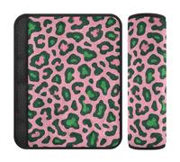 Pink and Green Leopard Print 2 pcs car seat Seatbelt Cover Protects Your Neck and Shoulders for SUV Protector para cinturón de carro