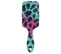 Pink and Green Leopard Print antistatic hair brush massager Designed scalp massager for thick hair with Ergonomic handle cepillo para cabello rizado