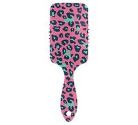 Pink and Green Leopard Print gentle hair detangler brush Designed scalp massager brush for straight hair with Ergonomic handle cepillo para cabello
