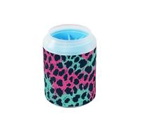 Pink and Green Leopard Print Portable Paw Cleaning Cup with Soft Massage Brush Pets Grooming Supplies Suitable for Small, Medium, Large Breed Dogs limpiador de patas para perro