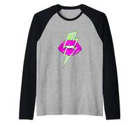 Pink and Green Lightening Lips Green and Pink Graphic Raglan Baseball Tee