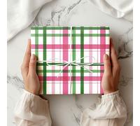 Pink and Green Tartan Wrapping Paper - Watermelon-Inspired Plaid Gift Wrap - Summer Picnic Style Birthday Wrapping Sheet for Kids and Adults - W62 (Small Sheet - 30 x 40cm/ 11.8" x 15.7" inches)