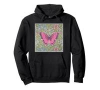 Pink and Green Victorian Era Floral Butterfly Design Pullover Hoodie