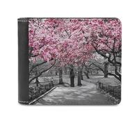 Pink and Grey Canvas Wall Art Men's Bifold Wallet Slim Cash Card Holder Leather Purse