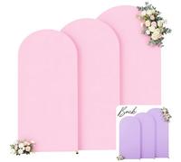 Pink and Lavender Arch Backdrop Cover 7.2FT 6.6FT 6FT Arch Covers Stretchy Backdrop Set of 3, Wedding Arch Cover Spandex Fitted Double-Color Fabric Arch Covers for Party Baby Shower Birthday Decor