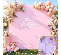Pink and Lavender Square Arch Backdrop Cover 6.6FT x 6.6FT Arch Covers Stretchy Backdrop Spandex Fitted Double-Color Arch Cover Backdrops Covers for Wedding Birthday Party Graduation Baby Shower Decor