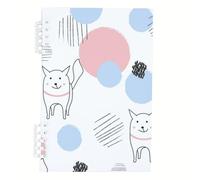 Pink and Light Blue Dots Notebook, Cute White Foxes A5 Notebooks, Lined Paper A5 Notebook Lined 120Pages/60Sheets, Jotter for Journaling Writing, Note Book for Meeting, College Supplies Women Man
