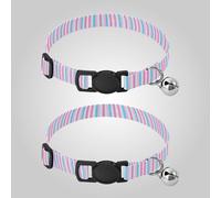 Pink and Light Blue Straight Stripe Pattern Dog Collars Adjustable Female and Male Dog Collar 2 Pack
