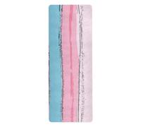 Pink and Light Blue Stripe Patterndoodle Art yoga and pilates mat for men printed, non slip, hot yoga mat towel with bag tapete para ejercicio 71x26 inches