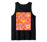 Pink And Orange Checkered Checkerboard Pattern retro Tank Top