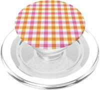 Pink and Orange Gingham Plaid Aesthetic Check Pattern PopSockets PopGrip for MagSafe