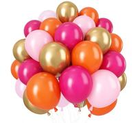 Pink and Orange Metallic Gold Balloons, 60Pcs 12 Inch for Summer Tropical Theme Party, Girls Women Birthday, Wedding, Bridal Baby Shower