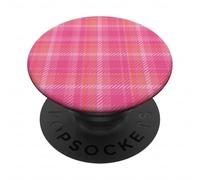 Pink and Orange Plaid Fall Autumn Season Decoration PopSockets Adhesive PopGrip