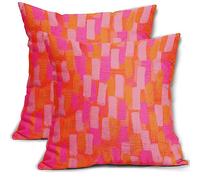 Pink and Orange Throw Pillow Covers 20x20 Hot Pink Retro 70s Paint Brush Decorative Pillows Outdoor Modern Abstract Aesthetic Linen Farmhouse Cushion Case Pillowcase for Sofa Bed Room Decor Set of 2