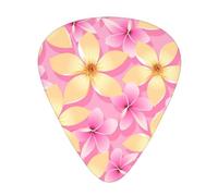 Pink And Orange Tropical Flowers,12 Pcs Guitar Pick,3 Different Thickness Plectrums for Acoustic Guitar Bass Ukulele (0.46mm 0.96mm 0.71mm)