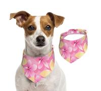 Pink And Orange Tropical Flowers,Dog Bandanas Cotton Pet Scarf Adjustable Bibs for Pet,M